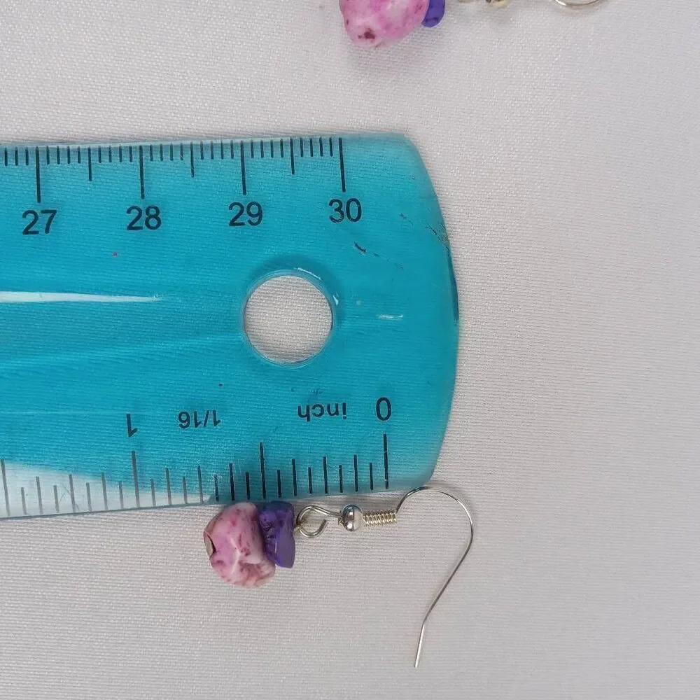 5/$25 CLEARANCE Pink purple stone chip earrings casual bohemian bohochic western - Picture 5 of 5